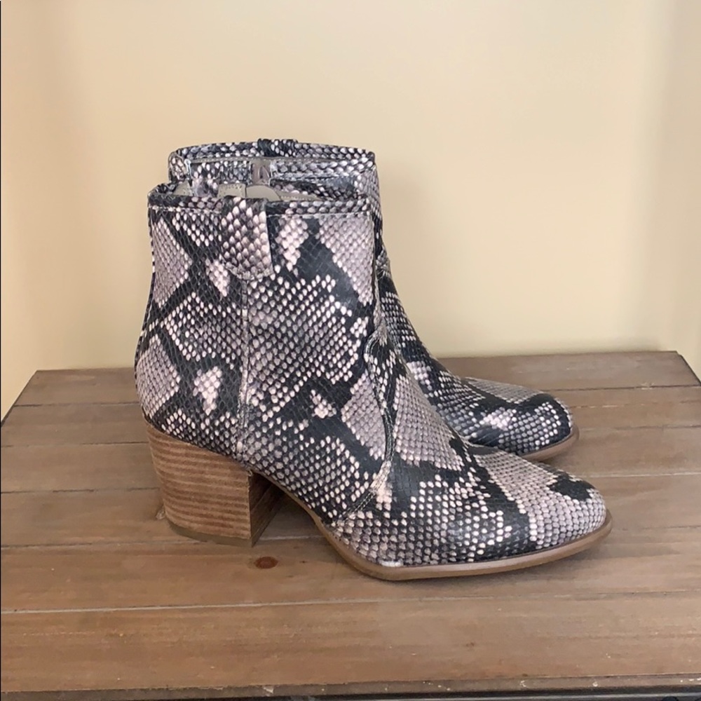 Snake print booties